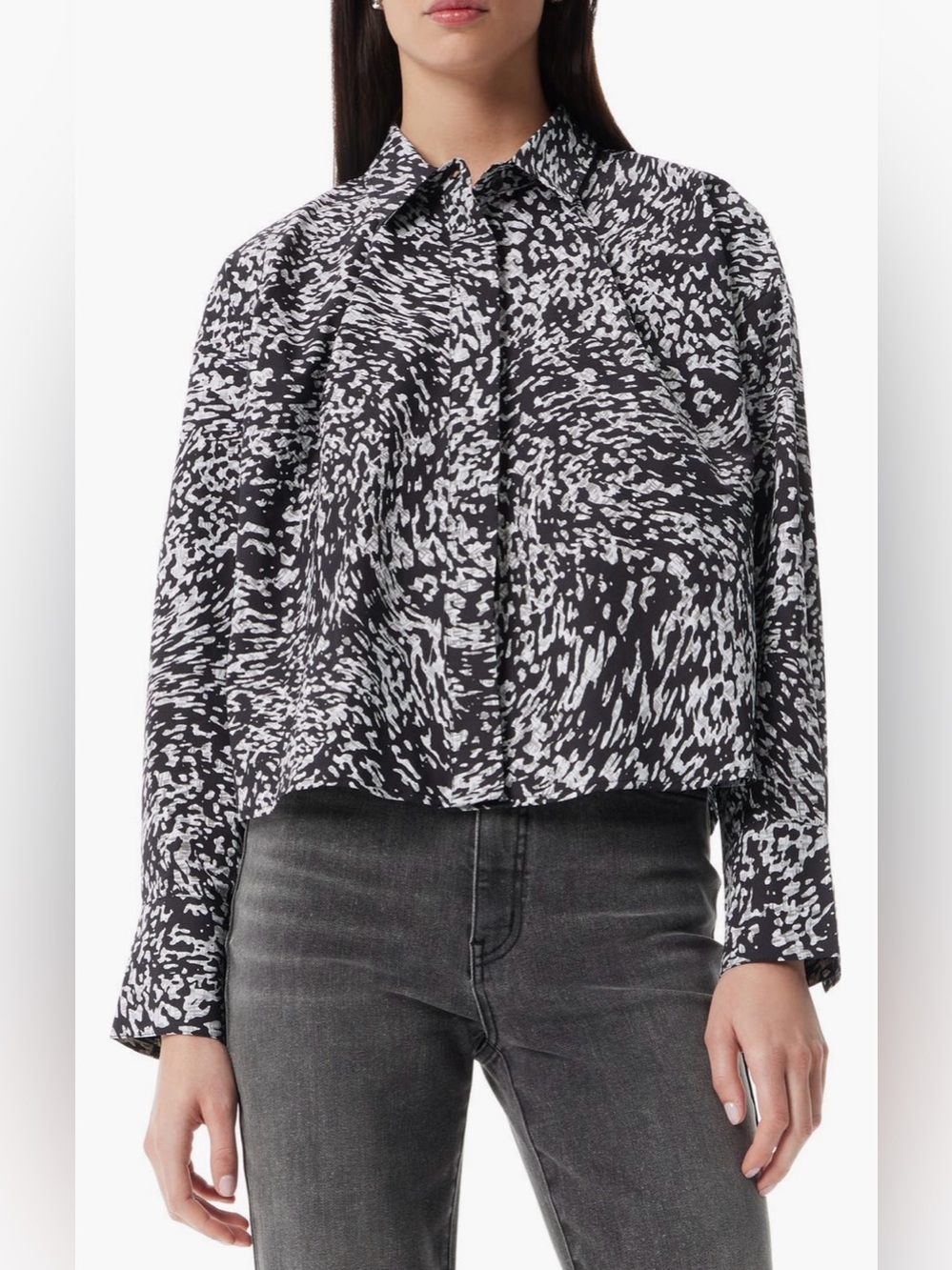 Robert Rodriguez Adara Long Sleeve Button-Up Shirt in Black Abstract